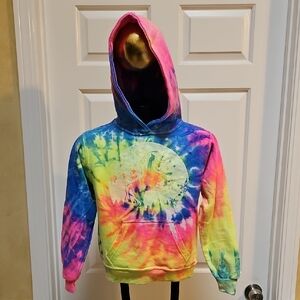 JON LAUREN Colorful Tie-Dye Psychedelic Kids Pullover Hoodie - S